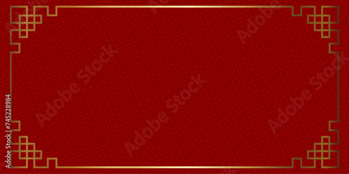 Chinese, asian background with overlay pattern and traditional chinese frame. Vector EPS 10