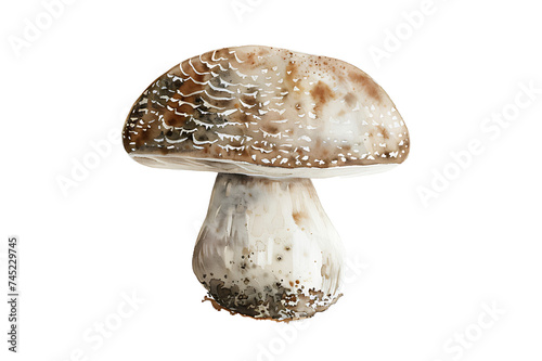 watercolor painting realistic mushroom isolated on white background. Clipping path included.