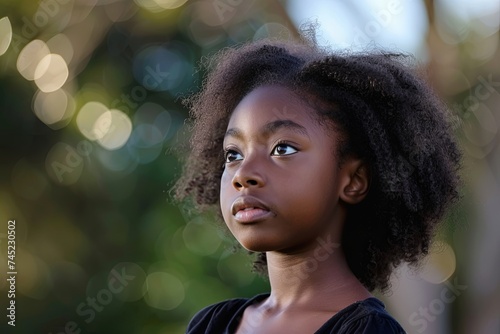 Portrait of a teen-year-old black girl.
