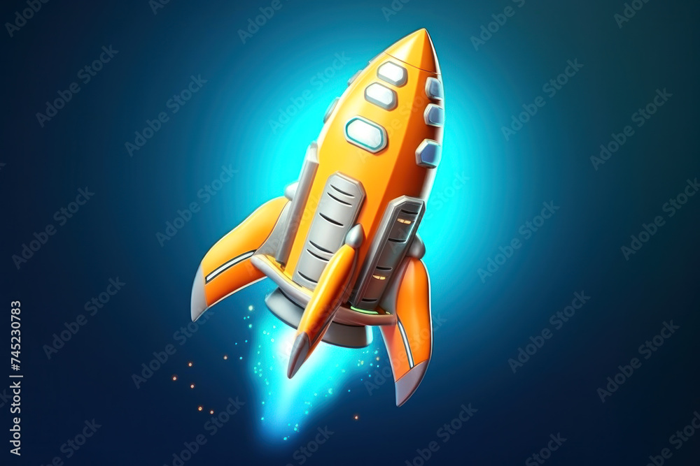 Blast off into space with this vibrant digital artwork of a rocket launch Blast off into space with this vibrant digital artwork of a rocket launch