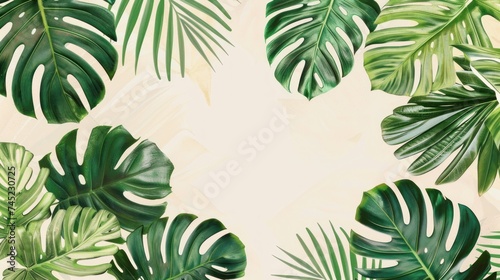 postcard template monstera center for writing