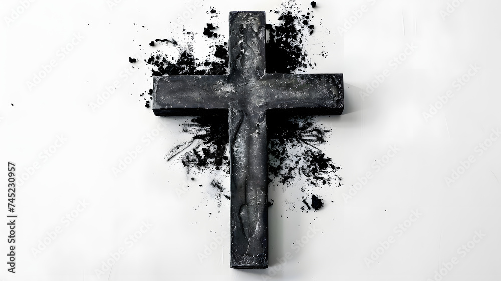 Ashen cross displayed on white background.