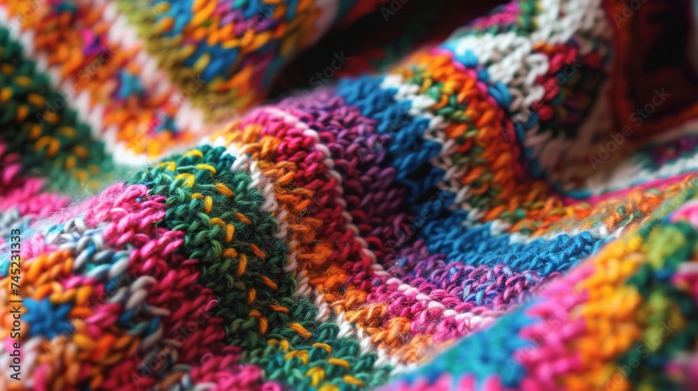Vibrant Textured Knit Wool Close-up