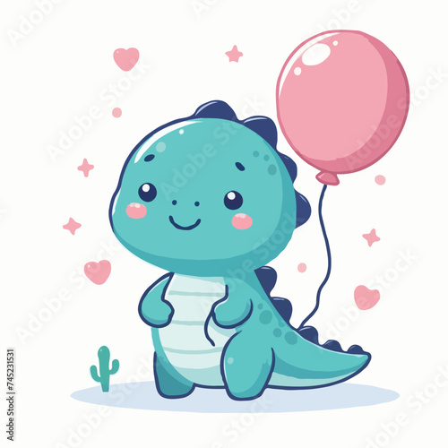 cute dinosaur cartoon vector on white background 