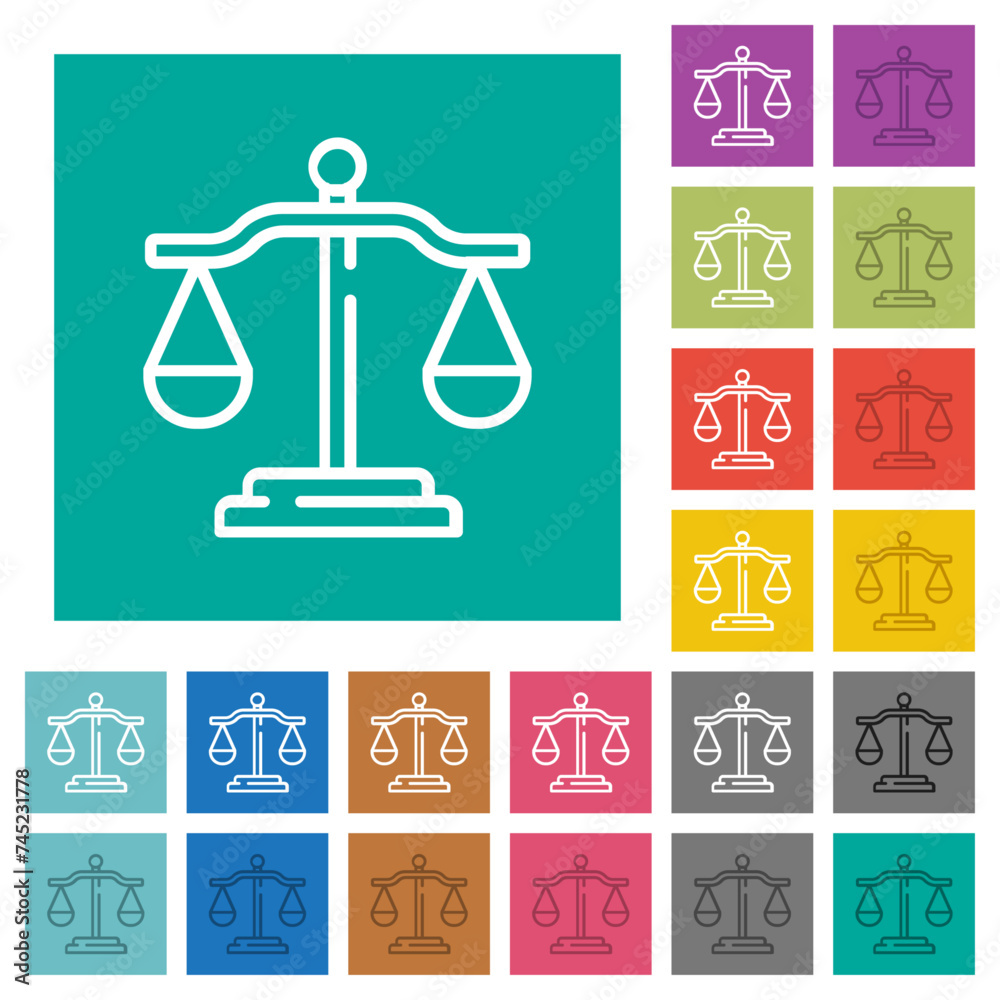 Justice scale outline square flat multi colored icons Justice scale outline square flat multi colored icons