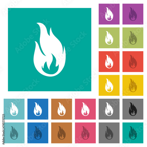 Fire flame square flat multi colored icons
