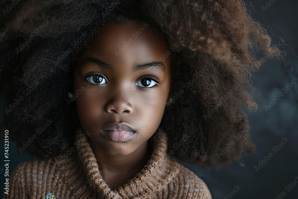 Portrait of an eight-year-old black girl.