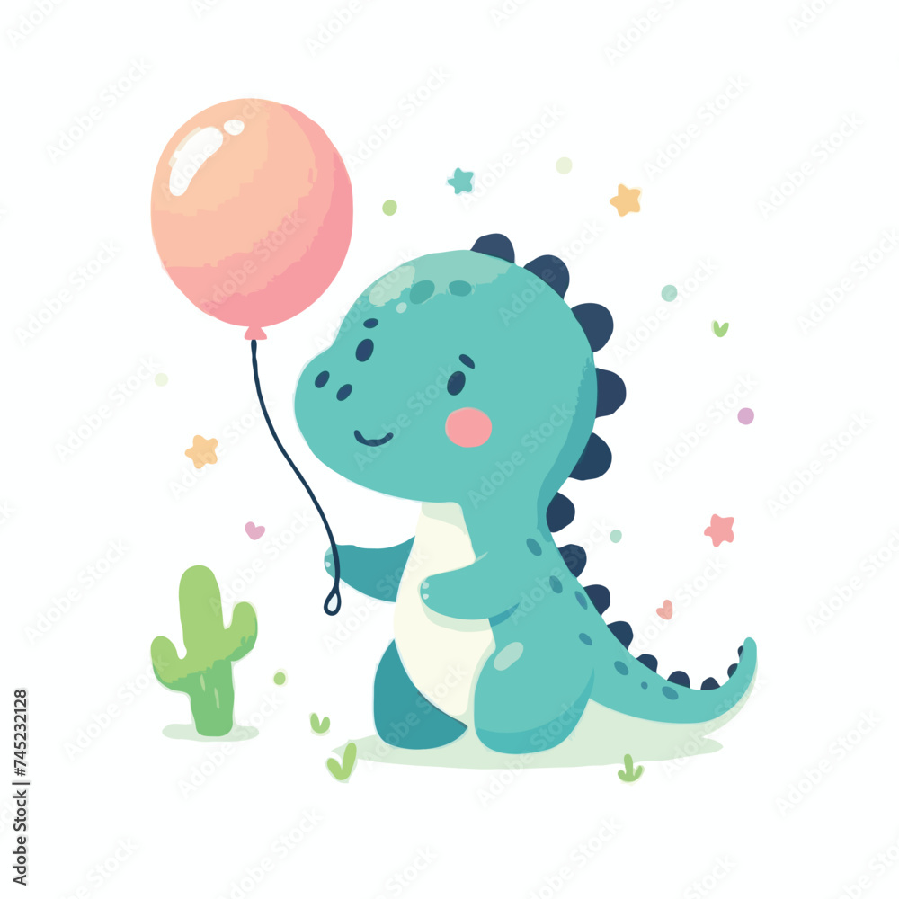 Fototapeta premium cute dinosaur cartoon vector on white background 