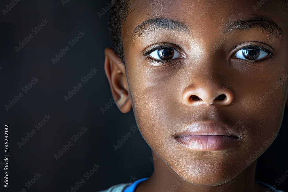 Portrait of an eight-year-old black boy. Portrait of an eight-year-old black boy.