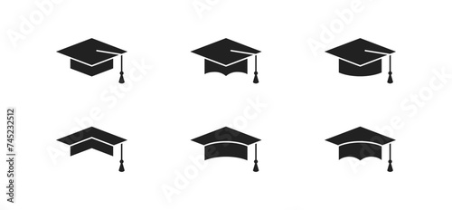 Student cap. Graduation, education icon set. Vector EPS 10