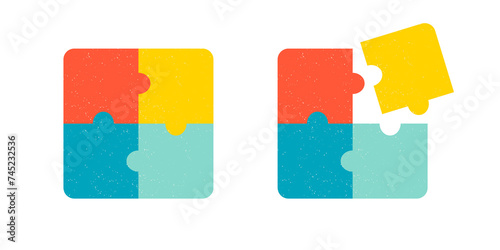 Bilde på lerret Two colorful puzzles - assembled and in the process of assembly