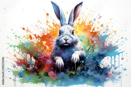 Rabbit Sitting in Grass Painting