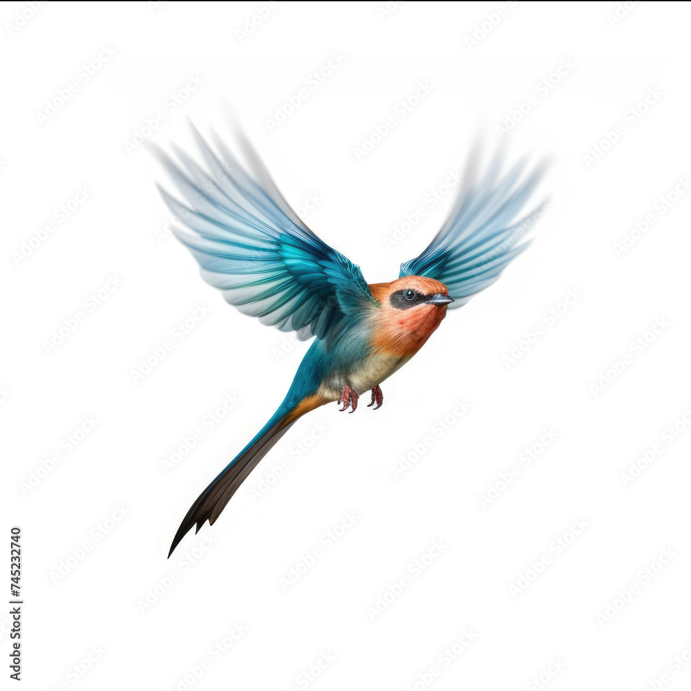 Obraz premium watercolor illustration three tropical birds Colibri , colorful flying beautiful bird isolated on white background