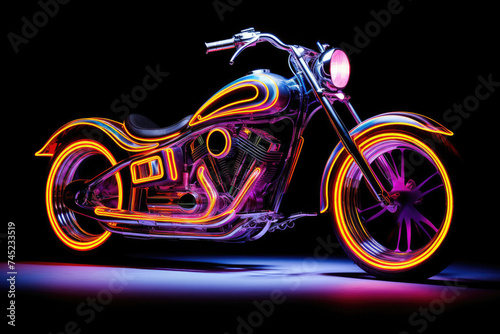 Neon-Lit Motorcycle