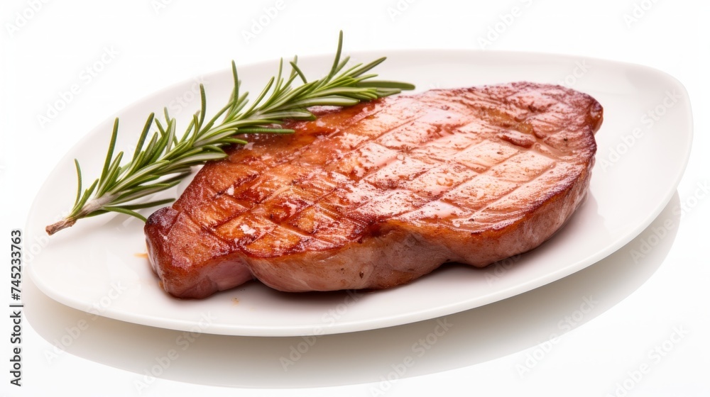 Close-up realistic photo featuring a delicious goose breast piece against a white background Generative AI Close-up realistic photo featuring a delicious goose breast piece against a white background Generative AI