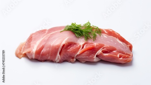 Close-up realistic photo featuring a juicy rabbit loin against a white background Generative AI