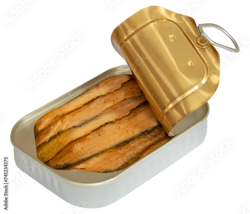 Can of sardines isolated on background.