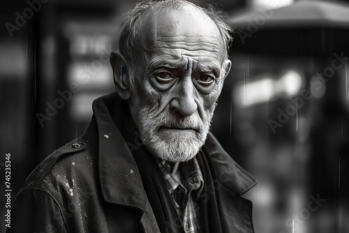 Capture the essence of emotion with this poignant portrait of an elderly man