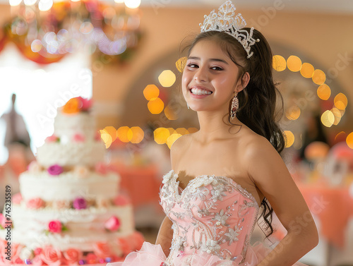 15 Year Old Girl Celebrating Her Quinceañera photo