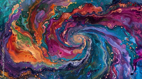 Psychedelic Swirl of Acrylic Paint Colors