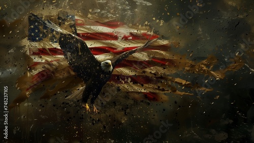 Vereinigte Staaten von Amerika: Adler und amerikanische Flagge (USA) photo