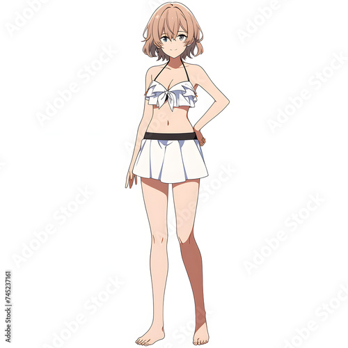 Cute Anime Mange Girl  Sexy Shot  PNG file  solid white background 