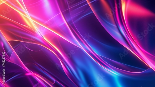 Vibrant Neon Waves in Flow - Abstract Digital Art Background