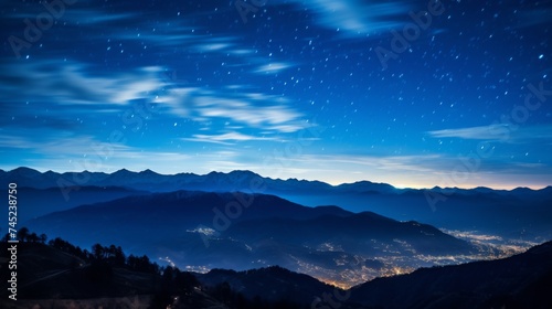 Mountains and hills against starry sky