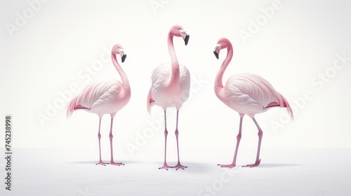 Generative AI Elegant flamingos standing gracefully.