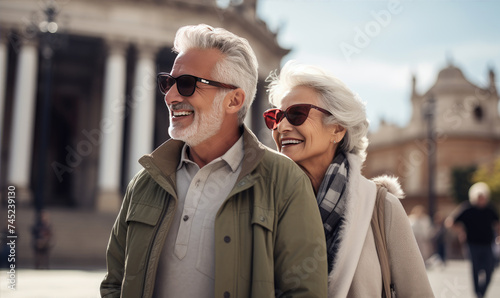 Happy senior couple enjoying their time together on the vacation. Active retirement concept © Filip