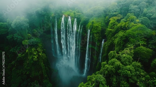 This image is of a waterfall in a tropical rainforest.