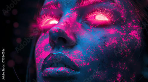 Vivid Gaze: Intense Pink and Purple Illumination
