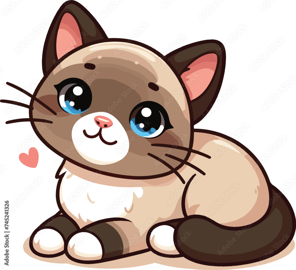 Fototapeta premium cute funny cat cartoon vector on white background 