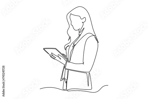 Continuous one line drawing business technology concept. Doodle vector illustration.