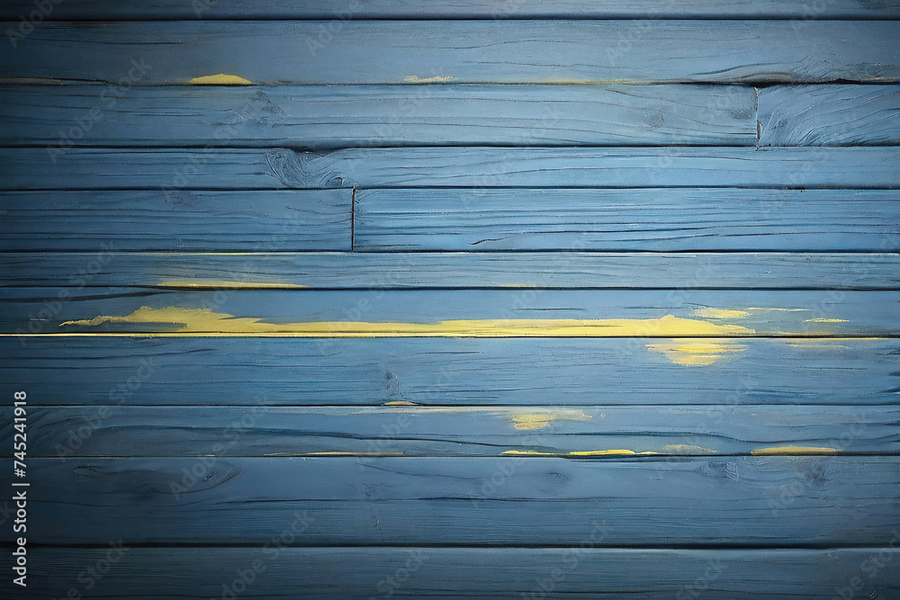Fototapeta premium bllue and yellow and bright and dirty wood wall wooden plank board texture background