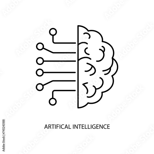 artifical intelligence concept line icon. Simple element illustration.artifical intelligence concept outline symbol design.
