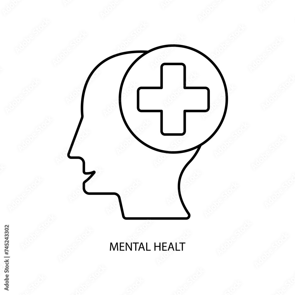 mental healt concept line icon. Simple element illustration.mental healt concept outline symbol design. mental healt concept line icon. Simple element illustration.mental healt concept outline symbol design.