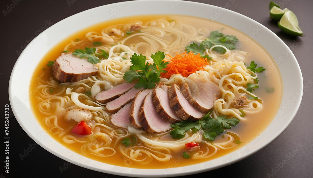 A stunning image showcasing a bowl of soup as a wonderful masterpiece of culinary artistry and the high resolution photograph captures every detail of the dish's exquisite presentation
A stunning image showcasing a bowl of soup as a wonderful masterpiece of culinary artistry and the high resolution photograph captures every detail of the dish's exquisite presentation
