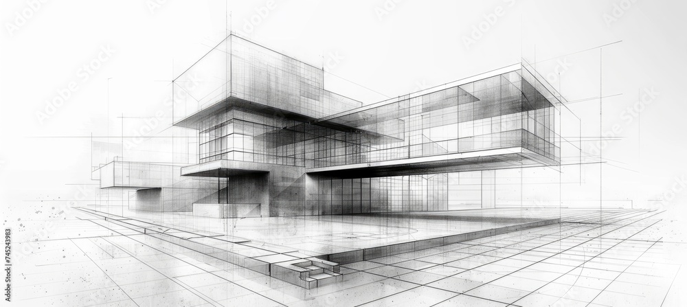 Architecture drawing banner background for design