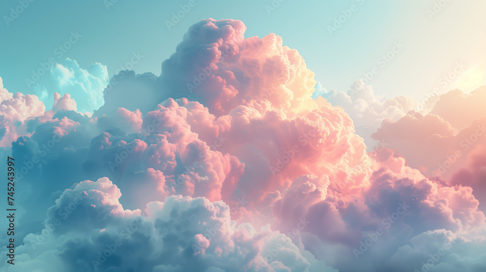 A cloud-like formation background, with ethereal soft pastel hues blending seamlessly. - obrazy, fototapety, plakaty 