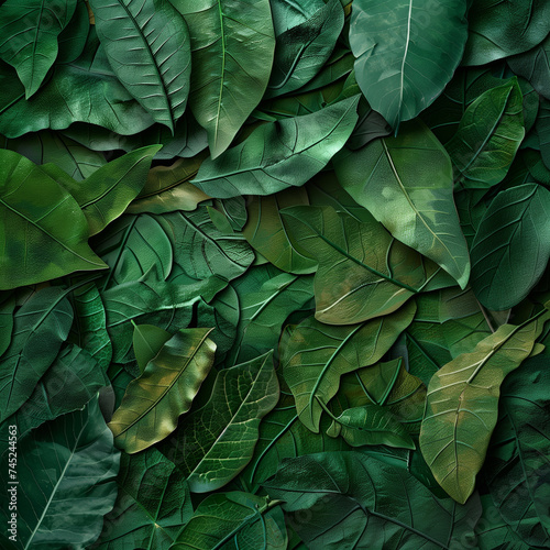 tropical leaf textures, abstractly blended into a rich tapestry of dark green hues.