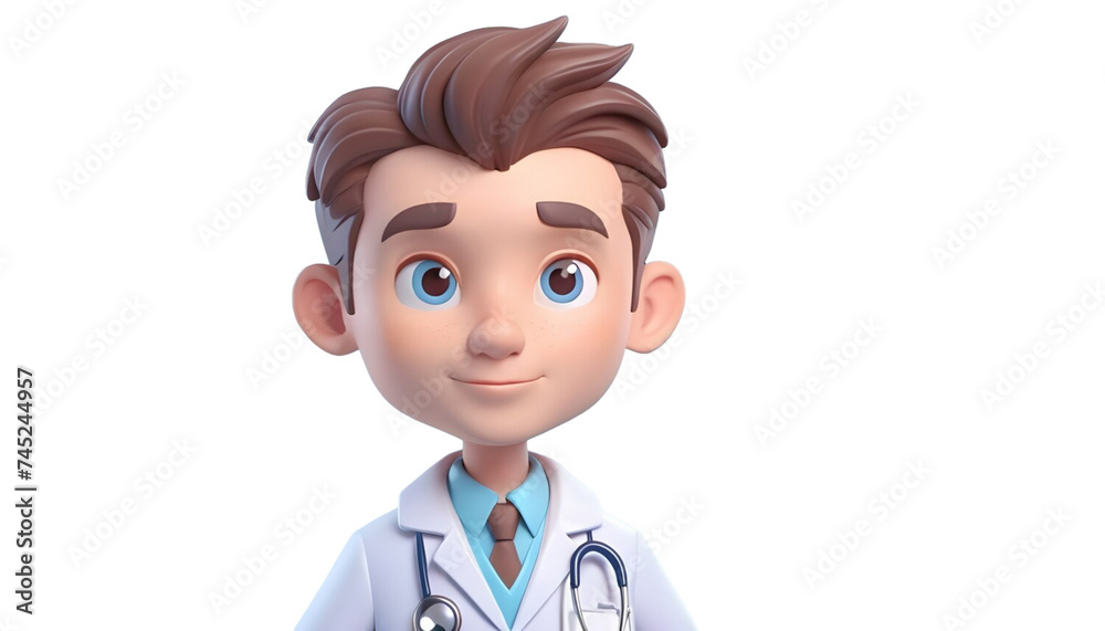 Young male doctor toon character isolated transparent background Young male doctor toon character isolated transparent background