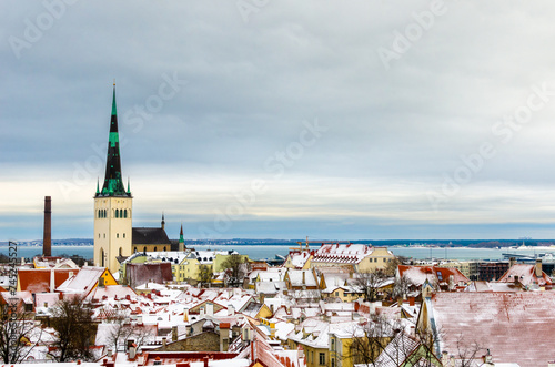 View of Old Town in Tallinn in Winter, Estonia
