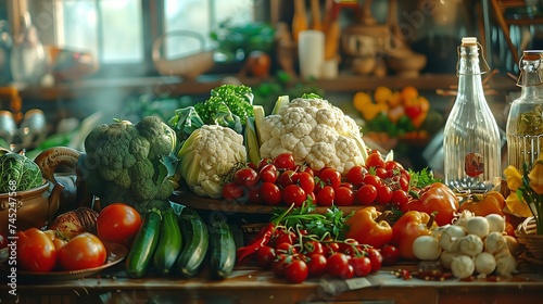 Various vegetables displayed on the table, essential natural foods