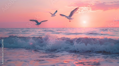 Soft pastel tones enveloping a serene beach sunset