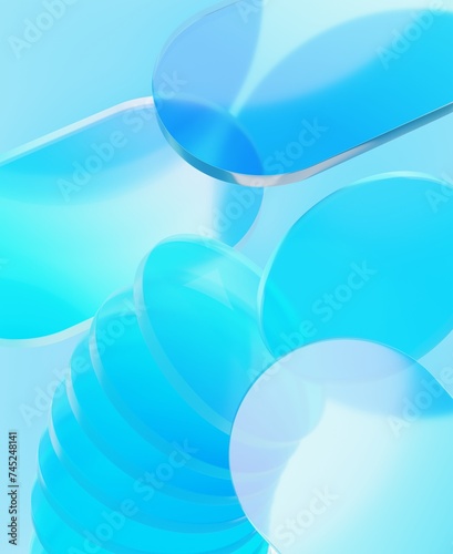 Abstract blue background with transparent glass.