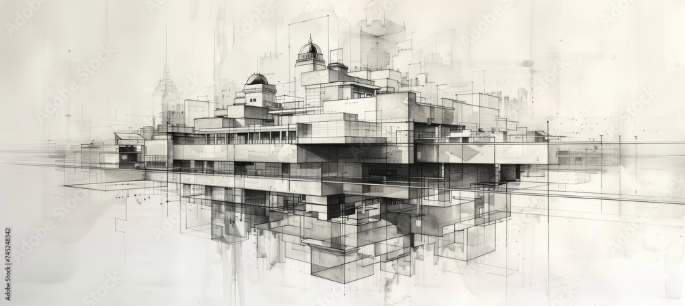 Architecture drawing banner background for design Architecture drawing banner background for design