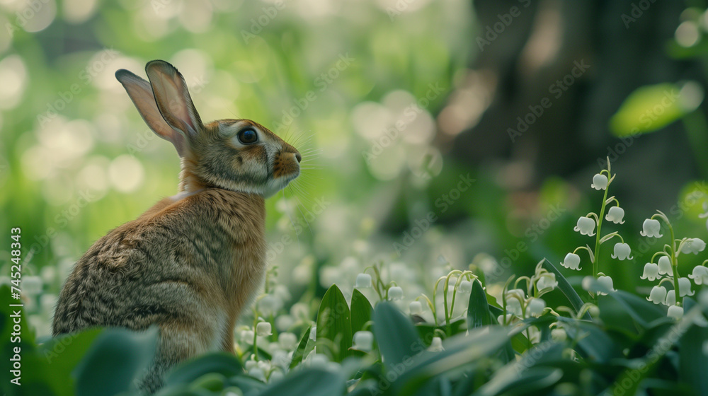 A wild rabbit that appeared in the garden A wild rabbit that appeared in the garden