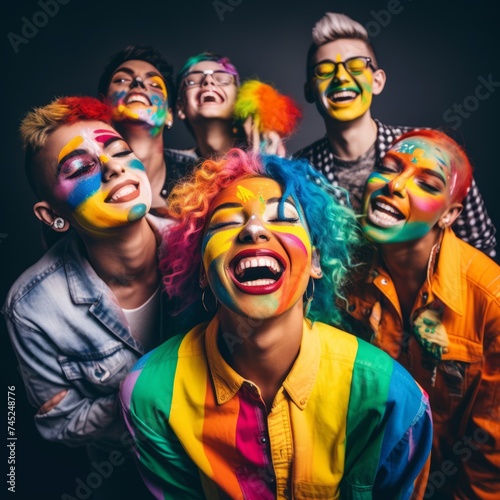 Stock image of LGBTQ youth expressing their creativity and individuality through art and expression Generative AI © vadosloginov