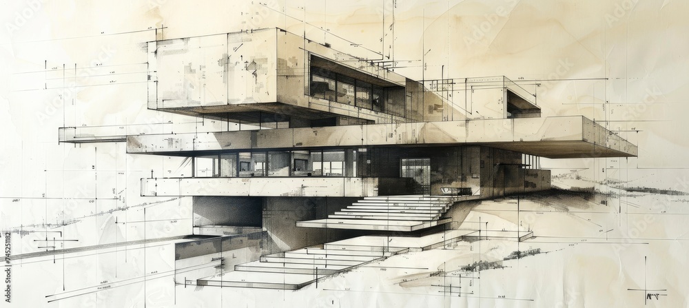 Architecture drawing banner background for design Architecture drawing banner background for design